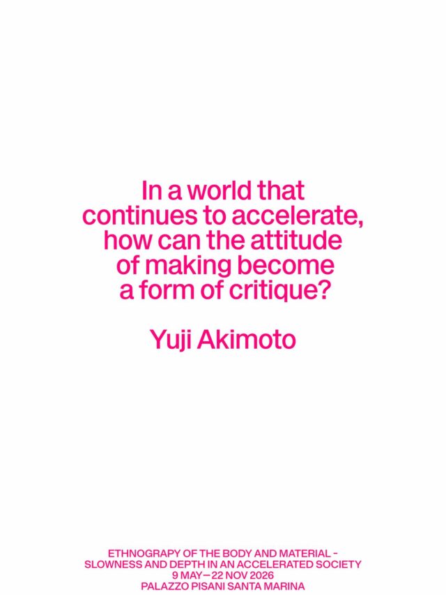 In a world that continues to accelerate, how can the attitude of making become a form of critique? 

The exhibition aims to recover an alternative sense of time and physical perception inherent in the act of making within contemporary society, where information and consumption continue to accelerate. The approach explored here may be described as a “craft-based approach” or a “craft-oriented sensibility.” It is not craft as a genre, but rather its attitude that is employed as a critical perspective through which to reinterpret contemporary art.

 The ten participating Japanese artists, active both in Japan and internationally, engage with materials, bodily perception, and layered processes of production to propose alternative values in contrast to the logic of speed and immediacy that dominates contemporary circulation. What is at stake here is not a specific genre or style. Rather, it is the very stance of confronting materials, moving one’s hands, and searching for form while incorporating failure and stagnation that emerges as a critical practice. 

This attitude privileges process over the finished image and accumulated experience over immediate consumption. As global contemporaneity becomes increasingly homogenized, such methodologies of making constitute a clear objection to the speed of the world. 

While working across domestic and international contexts, the participating artists share a common point of departure: 
thinking through the act of making. Their practices attempt to draw the body back into contemporary art—challenging the light mobility and conceptual immediacy it has often presumed—and to reconstruct a relationship with materiality. 

From the international stage of Venice, this exhibition quietly poses a question about the very condition of contemporary art. In a world that continues to accelerate, how can the attitude of making become a form of critique? Making this potential visible lie at the core of the exhibition.

Yuji Akimoto
Curator

#goforkogei #LaBiennaleDiVenezia #BiennaleArte